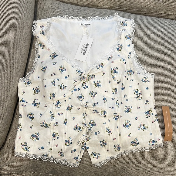 Reformation Tops - 100% linen lace trim tank top